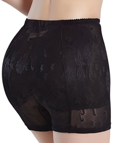 Aivtalk Culotte Gainante Sculptantes Rembourrée Remonte Fesse Lingerie Femme Amincissant sans Couture Push Up Body sous-vêtements Brief Slip en Dentelle Noir Adapté Tour de Hanche 73-113cm - L