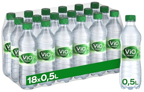 ViO Bio Wasser Medium - Natürliches Mineralwasser mit weniger Kohlensäure - mit weichem Geschmack - Sprudelwasser in umweltfreundlchen Einweg Flaschen (18 x 500 ml) | Natürliches Mineralwasser mit weniger Kohlensäure - mit weichem Geschmack