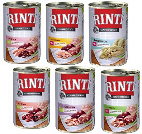 Rinti Kennerfleisch 60 x 400g (6 x Kalb, Schinken, Rind, Pansen, Huhn, Wild, Pute, Lamm, Rentier u. Ente)