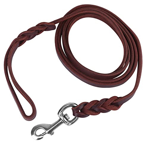 1,2m / 1,6m / 2,1m Leder Hundeleine Hundeführleine Haustier Hundeleine Sicherheitsseil Ledergürtel Leder Hundehalsband & Leine für Haustier Laufen Gehen Ausbildung, 1,2 cm Breite(1.2m)