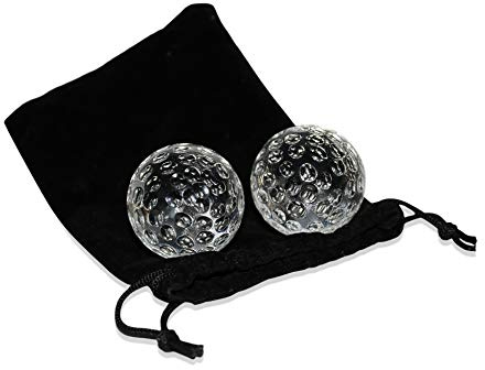 Golfball Whiskey Kühler und Beutel für Gefrierschrank – 2er Set – Kristall Whiskey Steine zum Kühlen von Wodka und Whisky – Jeder Stein hält Ihre Getränke kühl und einzigartig – für Damen und Herren