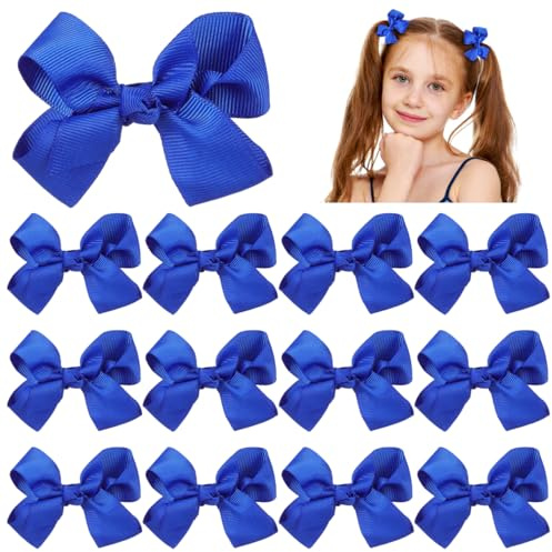 Lurrose Lot de 12 mini barrettes à cheveux bleu marine gros grain pour bébé fille école