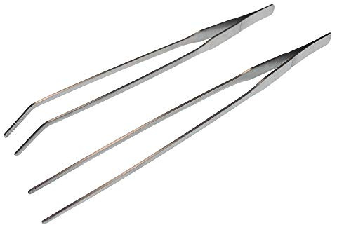 Longjet Kitchen Tongs Metal Tweezers for Cooking - Reptile Feeding Tongs for Gecko, Bearded Dragon, Snake - Long Forceps for Aquarium Plant