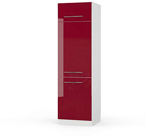 Vicco Armadio frigorifero Fame-Line, Rosso bordeaux lucido/Bianco, 60 cm