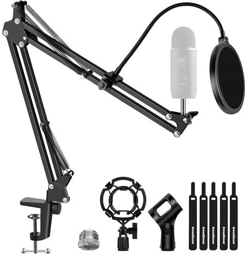 InnoGear Mikrofonständer Mikrofonarm für Blue Yeti HyperX QuadCast S SoloCast Snowball Fifine K669B und andere Mikrofone, mit Stoßhalterung, Windschutzscheiben-Pop-Filter, Mikrofon-Cliphalter,