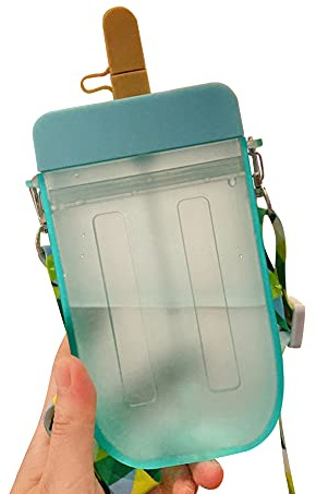 Gourde Enfant, Bouteille deau avec Paille, Motif Crème Glacée, Bouteilles Deau en Plastique, Tasse deau Portable Bouteille pour École Pique-nique Sports, 300ML