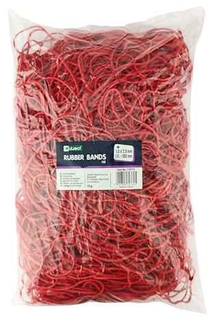D.RECT - Rubber Bands | 1 kg Bag | 120 mm Diameter Wide 2 mm Rubber Ring Bands for Household, Work, Office Reusable Durable Durable Stable Red