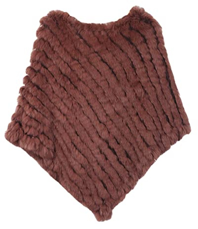 Vera Pelliccia Lavorata A Maglia Coniglio Poncho Gilet Moda Avvolgente Cappotto Scialle Signora Naturale Festa di Nozze - 4 Marrone Chiaro, Taglia Unica