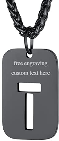 FindChic personalisierte Militärischen Erkennungsmarke Alphabet T Halskette Armee Stil Dog Tag Anhänger für Herren männer