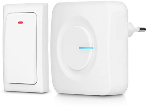 Alecto ADB30 Funk Türklingel - Kabellose kinetische Hausklingel - Batterielos - IP44 Wasserdicht - 36 Melodien - 4 Lautstärkestufen - Erweiterbar auf bis zu 6 Empfänger - Weiß