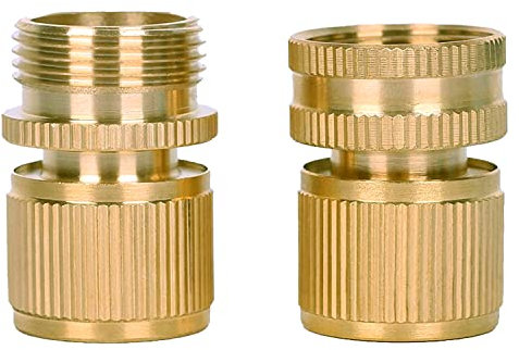 ZhiheHui Brass Garden Hose Fittings 3/4 Male and 3/4 Female Car Wash Pipe Fittings Brass Quick Couplings Garden Irrigation Accessories Faucet Quick Connect Fittings