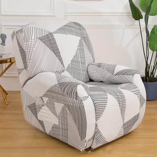 VanderHOME Elastisch Bezug für Fernsehsessel Liege Sessel Sofabezug Relaxsessel Stretchhusse Gedruckt Ruhesessel Bezug Weich Antirutsch Elastisch Bezug für Relaxsessel (Weiß grau, 2 Sitzer)