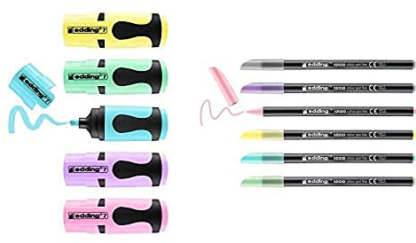 edding 7 Mini Textmarker - Pastell-Farben - 5 highlighter pens - Keilspitze 1-3 mm - Textmarker klein in trendigen Farben - für Bullet Journal, Schule, Uni oder Büro