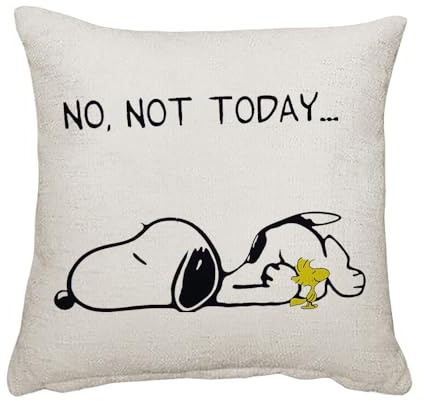 Giftme No Not Today Dog Birthday, Christmas, Secret Santa Stocking Filler Home decor Linen Throw Pillow/Cushion. (Linen Cushion Cover)