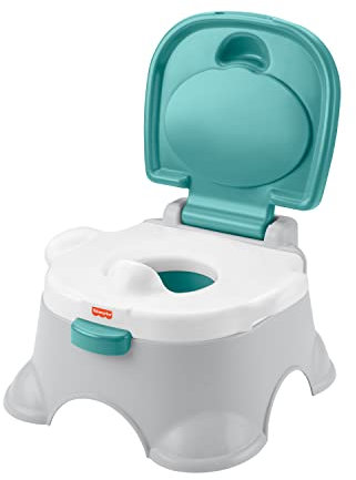 Fisher-Price - 3-in-1-Töpfchentrainingsstuhl und Fußbank, abnehmbarer Toilettensitzaufsatz, Babytöpfchen, Toilette für Baby und Kleinkinder, HPY87