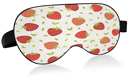 Masque de sommeil à la fraise pour femme et homme lisse et confortable bloquant la lumière masque pour les yeux bandeau de nuit avec sangle réglable pour les voyages, le travail posté