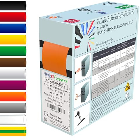 MarketConnect® Guaina Termorestringente Ø 4,8 mm, L 12mt • ARANCIONE • MINIBOX 2:1 STANDARD