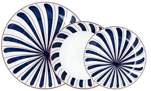 Bidasoa Oceanika Vajilla Porcelana 18 Piezas - 6 Personas Porcelana Apto Microondas Apilable