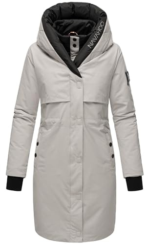Navahoo, cappotto lungo da donna, invernale, trapuntato, con cappuccio e elementi magnetici, Snowelf, XS-XXL, grigio, XXL