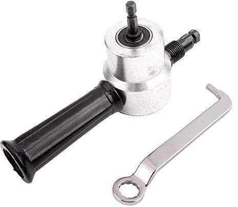 HaseM Coupe-tôle à Double Tête Kit D'outils de Coupe pour Grignoteuse électrique avec Fixation pour Perceuse électrique, Réglable à 360 Degrés, avec Instructions et Spécifications