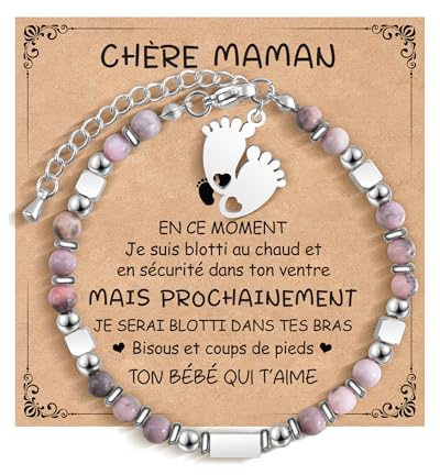 CheersLife Cadeau Femme Bracelet Pierres Naturelles Original Cadeau Fille | Cadeaux Femme Cadeau Anniversaire Femme Bracelet Cadeau Fete des Meres Cadeau pour Mamie Future Maman Sœur Amie Ado Fille