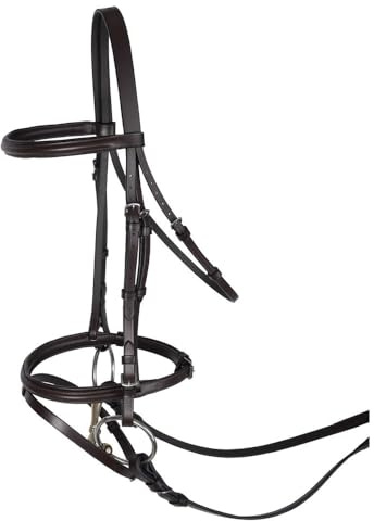 Schneiders Traditional Padded Flash Noseband Bridle for Horses | Ideal for Dressage & Jumping | Enhanced Comfort & Grip | Customizable Name Plate | Color Havana | Size Pony