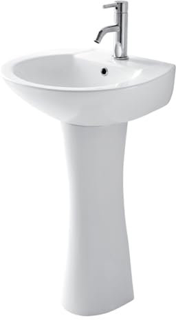 Standwaschbecken, Einteiliges freistehendes Standwaschbecken, Keramik-Standwaschbecken für Badezimmer, glänzend weißes Standwaschbecken, Standwaschbecken im Badezimmer mit Überlauf ( Size : 57.5*49.3*
