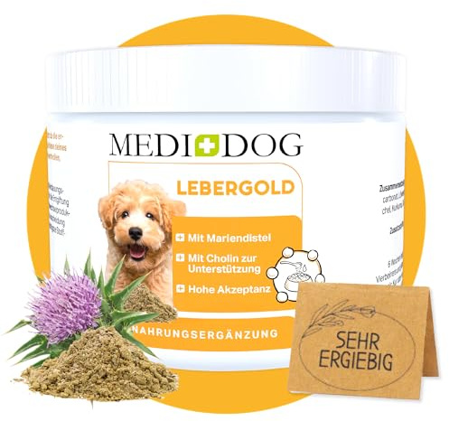 Medidog Lebergold Pulver - 220g - sehr ergiebig - mit Mariendistel und Cholin - hohe Akzeptanz