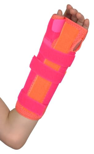 Pani TERESA MEDICA Tutore Polso 2in1 Ortopedico Universale Regolabile Destro Sinistro Bambini e Adolescenti Bendaggio Per Polso Con Pollice 11-14 cm Corallo