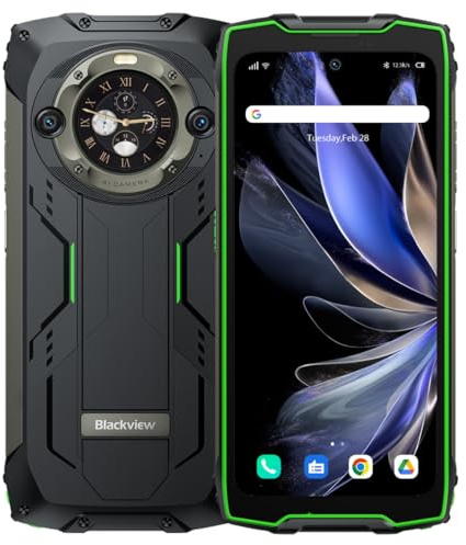 Blackview BV9300 PRO Outdoor Handy ohne Vertrag (100LM Taschenlampe), 24GB+256GB, 15080mAh Akku, 6.7'' 120Hz 2.3K Display, 64MP Kamera, IP68 Android 13 Wasserdichtes Smartphone, GPS NFC Grün