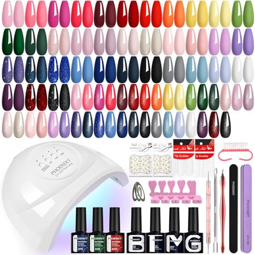 Phoenixy 40PCS Kit Semipermanente Unghie con 48 W Lampada U V/LED 36 Colori Kit Unghie Gel Completo con Strumenti per Manicure Set Smalto Gel per Principianti
