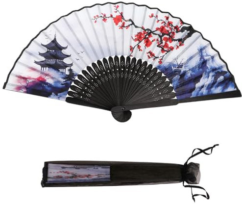 BETESSIN Fächer Hochzeit - Chinesischer Fecher Damen - Faltfächer mit Hülle - Handfächer für Sommer Geschenk, Hochzeitsdeko, Wand Dekoration usw.