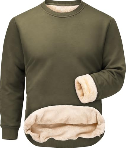 Tansozer Herren Gefütterte Sweatshirts Winter Fleecepullover Warme Pullover Langarmshirts