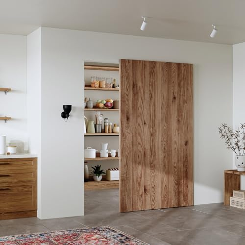CEAKIAN Kit de herrajes para puerta corredera de granero empotrada de 122 cm con mecanismo de cierre suave para apertura de paso de 102 cm, montaje en pared oculto para puerta interior de madera (sin