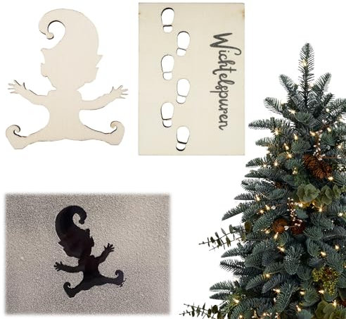 Wichtel Schablone Fußabdrücke Wichtelschablone Wichtel Zubehör Weihnachten Wichtel Schablone Fenster Schneespray Schablone, Wichteltür Zubehör Weihnachtswichtel Gießform Weihnachten