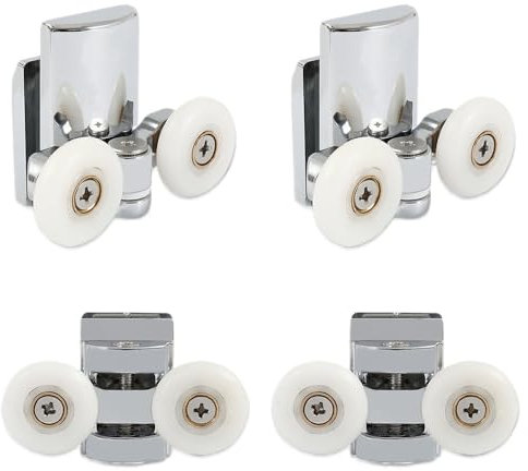 Roulette Douche Roulettes de porte de douche Roulettes à double rouleau Poulies en alliage de zinc Diamètre de roue 23 mm Pièces de rechange for salle de bain en haut et en bas Roulette Porte Coulissa