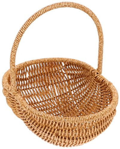 IWOWHERO Imitation Rattan Aufbewahrungskorb Für Obst Snacks Handgewebter Picknickkorb Vielseitig Einsetzbar Und Wetterbeständig Für Outdoor-aktivitäten Und Dekoration