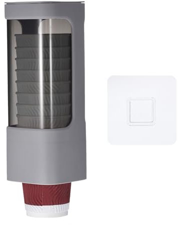 QUARKZMAN Supporto da parete per bicchieri usa e getta da 3 oz – 5 oz con colla di montaggio per casa, ufficio, bagno, sala pause, palestra, grigio