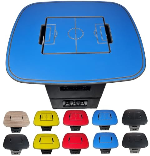 BierEx Black Friday Premium Bierkastenaufsatz Bierkisten Tisch Bierkasten Stehtisch Bierkisten Aufsatz Bistrotisch Partytisch Fanartikel Fussball (Blau + Spielfeld)