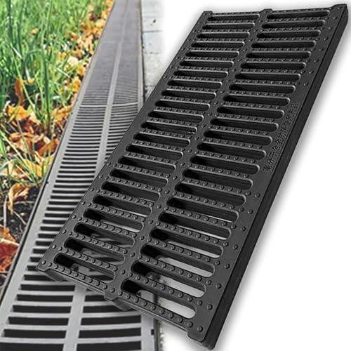 Grille De Drainage Caniveau Grilles de drainage pour jardin extérieur, grille rectangulaire en plastique de 19,6 pouces, adaptées aux trottoirs, aux pelouses de garage et aux terrasses.(50x25x3cm/19.6