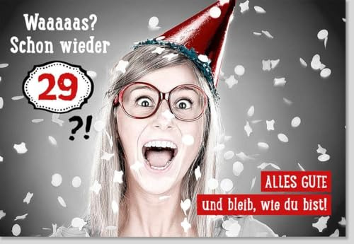 Gutsch Verlag Geburtstagskarte für Frauen - Humorvolle 29. Geburtstagsüberraschung mit Partyhut, Witzige Grüße, Einzigartiges Geschenk für Freundin, Schwester, Kollegin - mit Umschlag