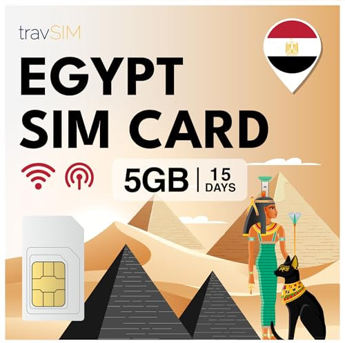 travSIM Égypte Carte SIM | 5GB données Mobiles | Hotspot Disponible | Plan sur Carte SIM pour l'Égypte est valable 15 Jours