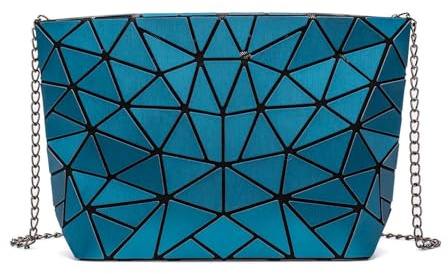 Ulalaza Chaîne de sac à main lumineux à treillis géométrique Crossbody sacs à main à embrayage Tote Holographique pour les femmes