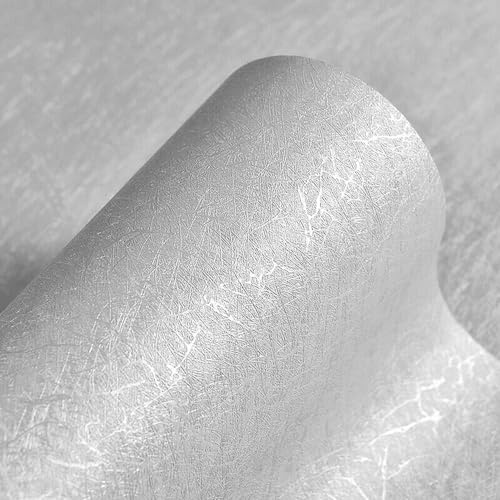 happygo Silver Sticky Back Plastic Wallpaper Silver Self Adhesive Removable Thickened Waterproof Wallpaper for Home Decoration Kitchen Worktops Furniture Stickers 30 x 300cm