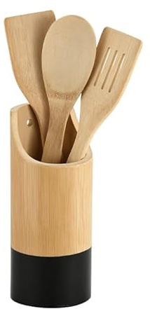 Kesper 81161 | Lot de 4 ustensiles de cuisine en bambou vert naturel 21,5 x 9 x 9 cm