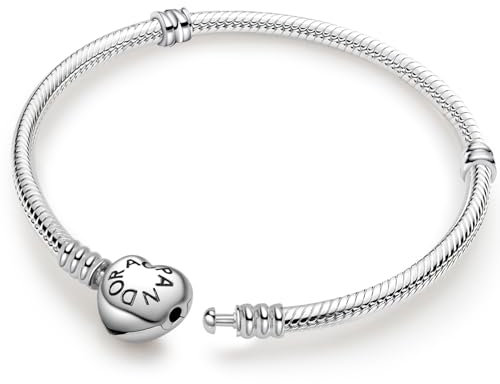 ZHUOMOT Charm Armband Silber 925 Damen, Armbänder Moments Schlangenketten Armband, Herz Bettelarmband 17 cm, Silber Anhänger Bracelet, Geburtstags Weihnachten Geschenk für Frauen Freundin Mama