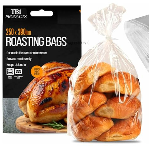TB1 30-Pack Large Roasting Bags for Oven & Microwave | BPA-Free 250mm x 380mm Food Bags | 1.5L Heatproof Cook Pouches for Chicken, Meat, Veggies | Clean, Moist, Mess-Free Cooking