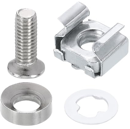 PATIKIL Écrou Cage À Monter En Rack M6 X 18 Mm 20 Pcs Vis De Rack En Acier Carbone Écrous Cage Carrés À Clipser En Zinc Pour Montage Armoire Serveur Étagères Routeurs Console Audio Argent