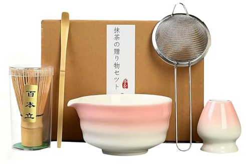 Matcha Set - Matcha Whisk Set, Japanese Matcha Tea Set with Matcha Bowl (500ml), Matcha Whisk & Holder, Bamboo Scoop & Stainless Sifter - 5 Pcs Complete Matcha Making Kit, Gift for Matcha Lover