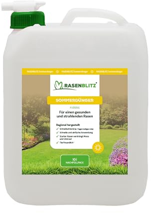 BodenLiebe RASENBLITZ Sommerdünger Nachfüllpack – 10 L für 500–1000 m², flüssiger Bio-Rasendünger gegen Trockenstress & blasse Stellen, nachhaltig & tierfreundlich